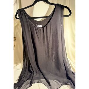 Cobblestone Living Black  Layered Tunic Tank Top Made in Italy S/M
